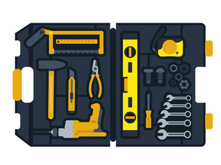 Vector illustration of construction tools box