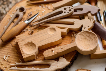 wood carver's work place