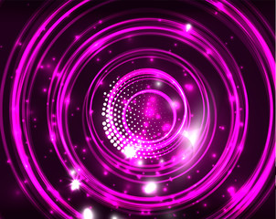 Neon circles abstract background