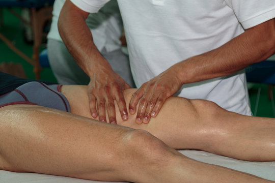 Athlete's Muscles Massage after Sport Workout