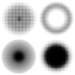 Set of vintage halftone dots vector background. Abstract dotted stippling texture.