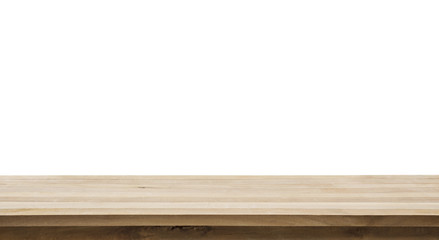Wood table top on white background.clipping path