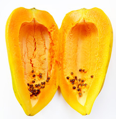 Sliced papaya on white Isolated Background 