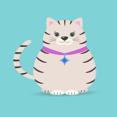 Gray cat with a suspension.