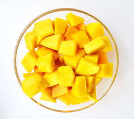 Mango Sliced on White Isolated Background 