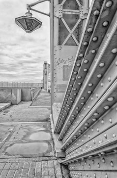 Saint Petersburg, Russia. A Lantern And Constuction Details Of Bolsheokhtinsky Bridge.