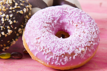 Sweet donuts with caramels