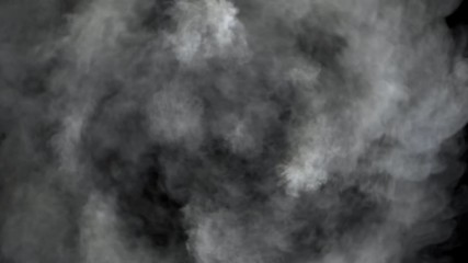 Smoke twists and blows on camera (with alpha channel). Good effect for ids, logotypes, packshots. Ready for compositing, separated on pure black background. - Powered by Adobe