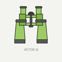 Line flat color vector military icon army binoculars. Army equipment and weapons. Cartoon style. Assault. Soldiers. Armament. Ammunition. Vector illustration and element for your design and wallpaper.