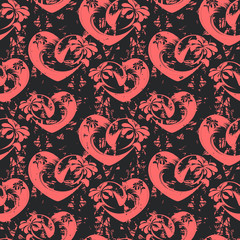 Seamless hearts pattern. White background. Vector