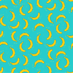 Seamless banana pattern over blue background