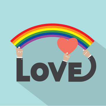 LGBT Rainbow With Heart Design Vector Illustration