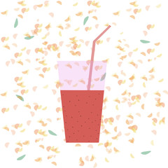 Cocktail glass with straw over abstract background