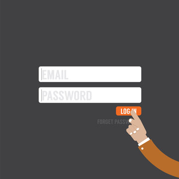 Flat Design Member Login Website Form Vector Illustration