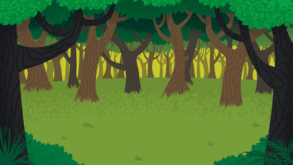 Forest Landscape / Cartoon illustration of forest with copy space. 