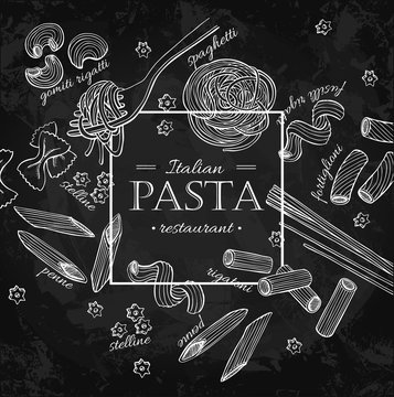 Italian pasta restaurant vector vintage illustration. Hand drawn