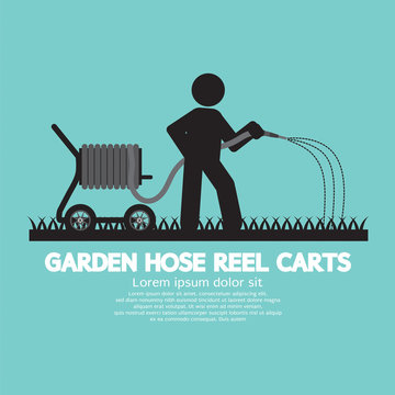 Garden Hose Reel Carts Vector Illustration