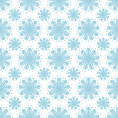 Seamless pattern with flower element. Blue abstract wallpaper