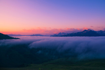 Fototapeta premium Sunset in the Caucasus mountains