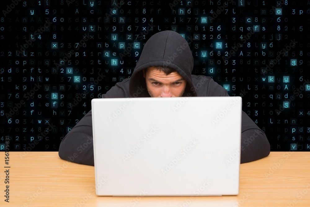 Poster hacker behind his computer