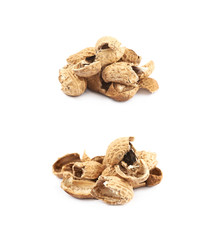 Pile of peanut shells isolated