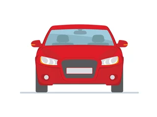 Gardinen Red car isolated on white background. Front view. Vector illustration   © alazur