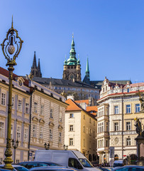 View to Hradcany Castle from the side of the street, located in the 
