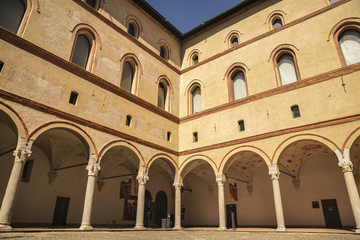 Fototapeta na wymiar Castello Sforzesco (Sforza Castle) in Milan, Lombardy, Italy, 13-05-2017