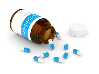 3d render of magnesium pills in bottle over white