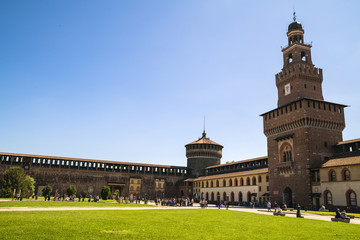 Castello Sforzesco (Sforza Castle) in Milan, Lombardy, Italy, 13-05-2017