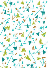 Fototapeta na wymiar Background with hand drawn green triangles