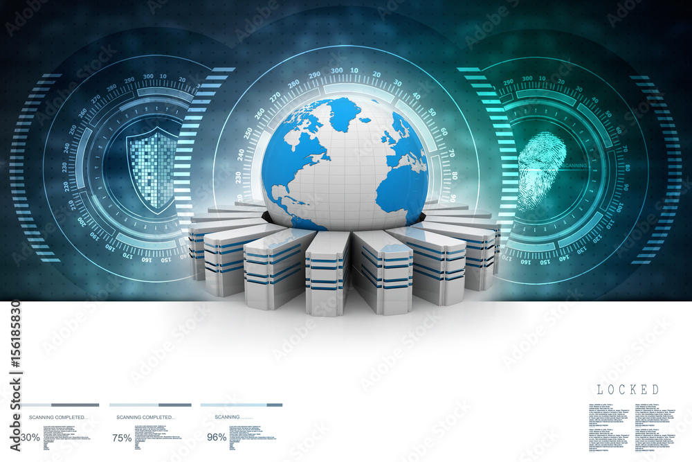 Poster 3d rendering database storage illustration