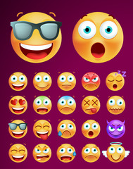 Set of Cute Icons on Black Background. Isolated Vector Illustration 