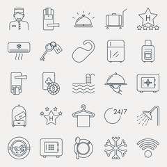 Collection of outline hotel icons