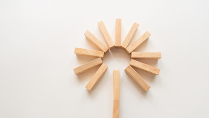 flower wood block on white background