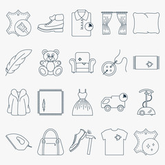 Collection of outline dry cleaning icons. Set of laundry icons