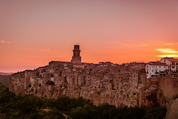 Obraz premium Town of pitigliano in Maremma Tuscany, small village on the tuff cliff