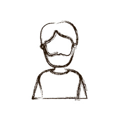 blurred thick silhouette caricature faceless half body man with moustache and beard vector illustration