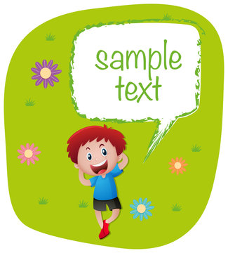Sample text with boy on lawn