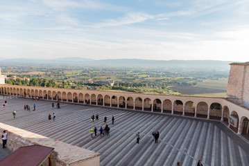 Panorama of Assisi, home of St. Francis, in the umbria region of Italy famous for the pilgrimage...