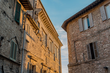 Panorama of Assisi, home of St. Francis, in the umbria region of Italy famous for the pilgrimage cathedral of the popes of all ages
