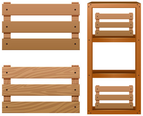 Different designs of wooden shelves