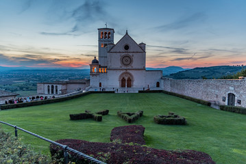 Panorama of Assisi, home of St. Francis, in the umbria region of Italy famous for the pilgrimage...