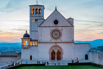 Panorama of Assisi, home of St. Francis, in the umbria region of Italy famous for the pilgrimage...