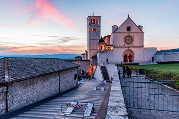 Panorama of Assisi, home of St. Francis, in the umbria region of Italy famous for the pilgrimage...