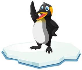 Cute penguin standing on ice
