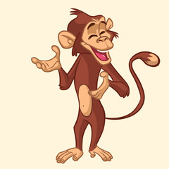 Cartoon monkey smiling. Vector illustration of chimpanzee character