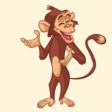 Cartoon monkey smiling. Vector illustration of chimpanzee character