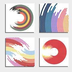 Set of four beautiful abstract backgrounds. Abstract flash light circles. Vector illustration.
