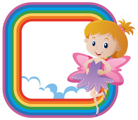 Rainbow frame design with fairy